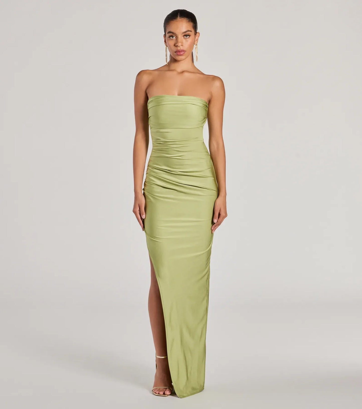 Anisley Strapless High Slit Column Formal Dress