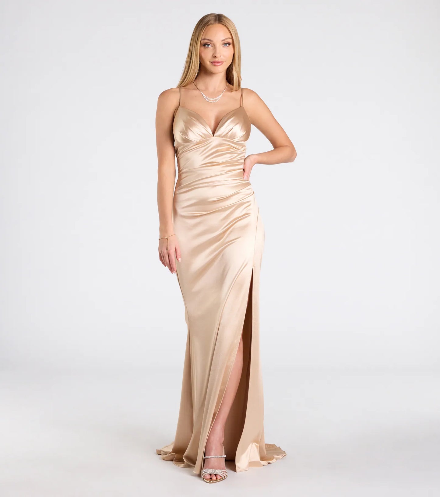 Jordyn Formal Satin Mermaid Dress With Train